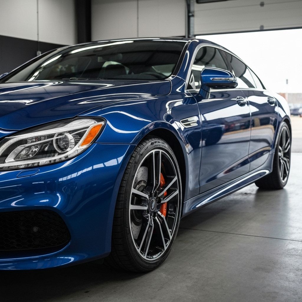 Glossy luxury vehicle showcasing ceramic coating protection